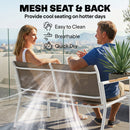 Outsunny 4 Seater Garden Furniture Set, Metal Garden Sofa Set, Khaki