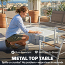 Outsunny 4 Seater Garden Furniture Set, Metal Garden Sofa Set, Khaki