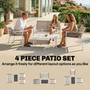 Outsunny 4 Seater Garden Furniture Set, Metal Garden Sofa Set, Khaki