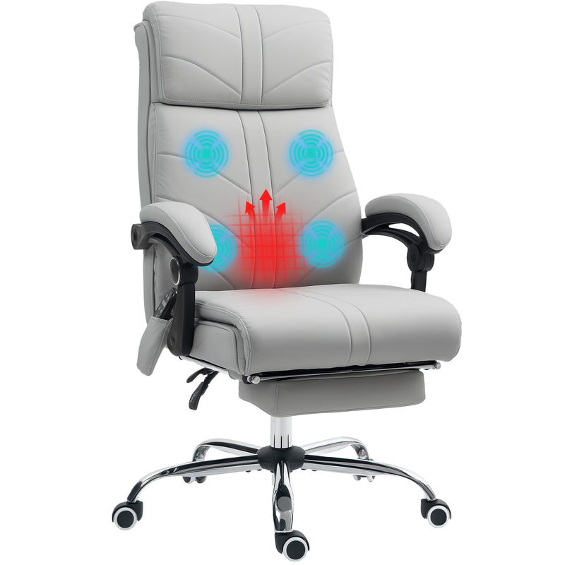 Vinsetto PU Vibration Massage Office Chair with Heat, Footrest, Light Vinsetto PU Vibration Massage Office Chair with Heat, Footrest, Light