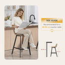 HOMCOM Bar Stools Set of 2, Bar Chairs with Back and Steel Legs, Light Brown