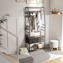 HOMCOM Coat Rack with Shoe Storage, Bench and 10 Hooks, Grey