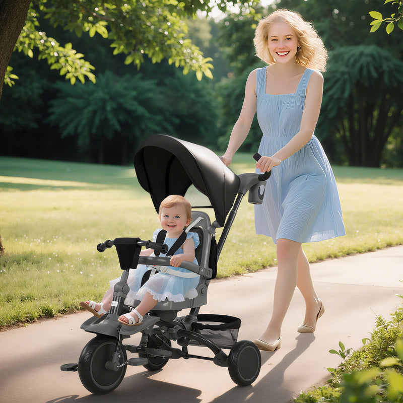 AIYAPLAY 6 in 1 Kids Trike, Toddler Tricycle with Parent Handle,