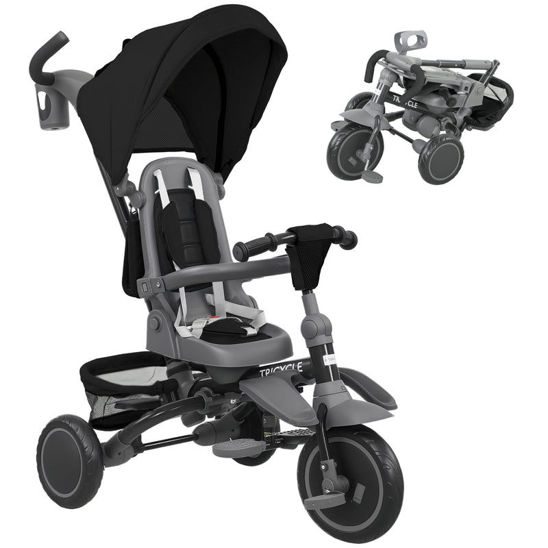 AIYAPLAY 6 in 1 Kids Trike, Toddler Tricycle with Parent Handle,
