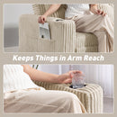 HOMCOM Corduroy Click Clack Sleeper Sofa with Pull Out Design, Cream White