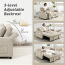 HOMCOM Corduroy Click Clack Sleeper Sofa with Pull Out Design, Cream White