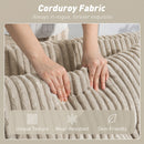 HOMCOM Corduroy Click Clack Sleeper Sofa with Pull Out Design, Cream White