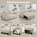 HOMCOM Corduroy Click Clack Sleeper Sofa with Pull Out Design, Cream White