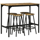 HOMCOM 5 Piece Brown Bar Table And Stools Set With Metal Frame Rustic