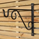 Pack Of 2 35cm Black Metal Heavy Duty Twisted Garden Patio Wall Bracket Hook For Hanging Planter