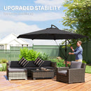 Outsunny 3 M Cantilever Parasol, Offset Umbrella With Cover And Wind Ropes
