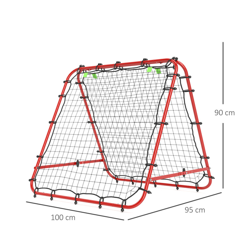 HOMCOM Rebounder Net Football Target Goal with Adjustable Angles, Red