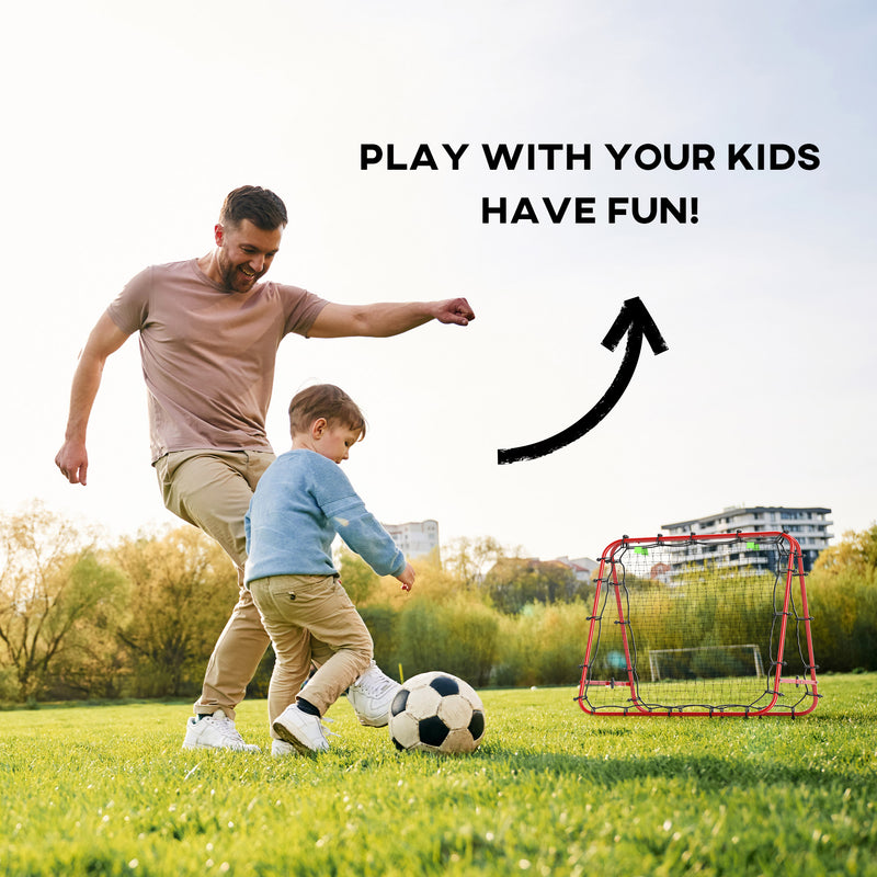 HOMCOM Rebounder Net Football Target Goal with Adjustable Angles, Red