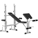 HOMCOM Adjustable Weight Bench with Squat Rack, Leg Developer, Grey