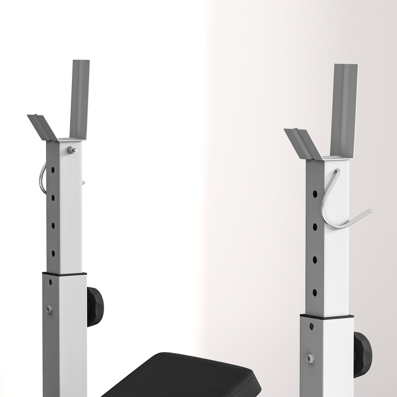 HOMCOM Adjustable Weight Bench with Squat Rack, Leg Developer, Grey