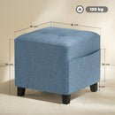 HOMCOM Small Ottoman with Side Pocket Living Room, Dark Blue