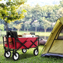 Heavy Duty Camping Garden Cart With Adjustable Handle And Drink Holders-Red