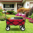 Heavy Duty Camping Garden Cart With Adjustable Handle And Drink Holders-Red