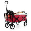 Heavy Duty Camping Garden Cart With Adjustable Handle And Drink Holders-Red