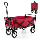 Heavy Duty Camping Garden Cart With Adjustable Handle And Drink Holders-Red