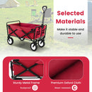 Heavy Duty Camping Garden Cart With Adjustable Handle And Drink Holders-Red