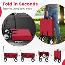 Heavy Duty Camping Garden Cart With Adjustable Handle And Drink Holders-Red