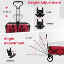 Heavy Duty Camping Garden Cart With Adjustable Handle And Drink Holders-Red