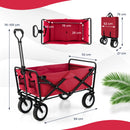 Heavy Duty Camping Garden Cart With Adjustable Handle And Drink Holders-Red