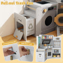 Corner Kitchen Playset with Pull-out Trash Can-Light Grey