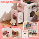 Corner Kitchen Playset with Pull-out Trash Can-Pink