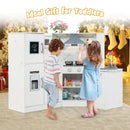 Kids Corner Kitchen Playset with Separated Washing Basin-White
