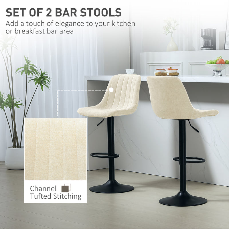 HOMCOM Bar Stools Set of 2 Adjustable Swivel Bar Chairs with Backrest