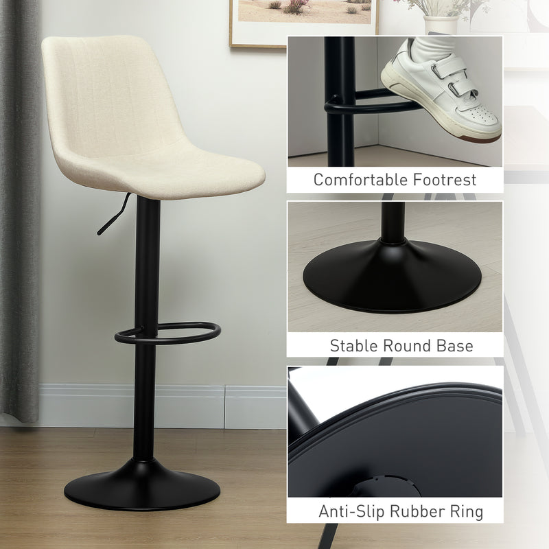 HOMCOM Bar Stools Set of 2 Adjustable Swivel Bar Chairs with Backrest