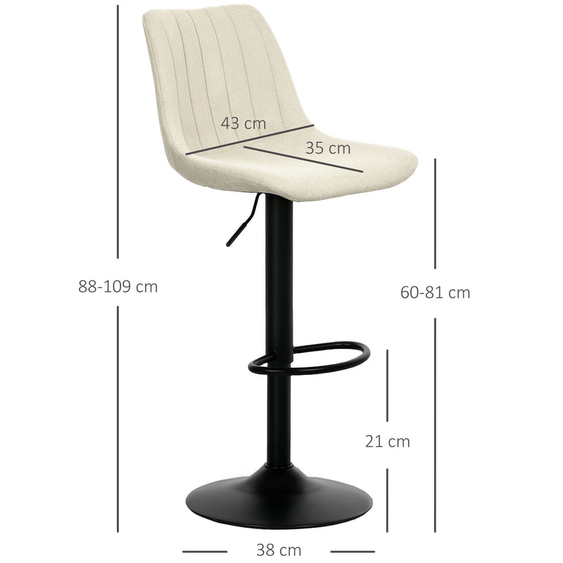 HOMCOM Bar Stools Set of 2 Adjustable Swivel Bar Chairs with Backrest