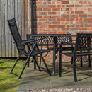 Outdoor 6 Person Rectangular Glass Top Garden Dining Table Benches & Chairs Set