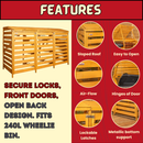1.99m x 1.25m Large Wooden Outdoor Garden Triple Wheelie Bin Store Storage for 3 Bins