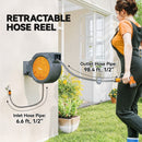 Outsunny Retractable Hose Reel Wall Mounted With Lock, Orange