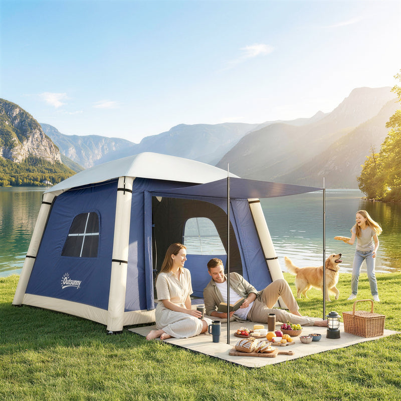 inflatable tent 2 person Outsunny Inflatable Camping Tent, 2 Man Tent, Dark Blue
