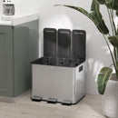 HOMCOM 3 x 20L Triple Kitchen Bin Pedal Bin for Recycling and Waste