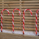 Set of 4 Large Light up Red & White Stripe Christmas Candy Cane Garden Stakes with LEDs