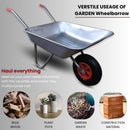 Samuel ALEXANDER 65 Litre 60kg Capacity Galvanised Metal Garden Cart Wheelbarrow - Heavy Duty Garden Wheelbarrows with Pneumatic Tyre