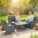 Outsunny 4 Piece Rattan Patio Furniture Set with Removable Cushion Covers