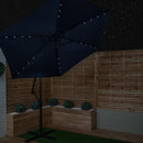 Samuel Alexander 3m Solar Powered Cantilever Lit Banana Garden Parasol with Crank Handle & White LED Lights in Blue