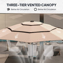 Outsunny 3-Tier Garden Parasol w/ Solar LED Lights, Tilt, Crank Handle