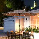 Outsunny 3-Tier Garden Parasol w/ Solar LED Lights, Tilt, Crank Handle