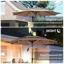 Outsunny 3-Tier Garden Parasol w/ Solar LED Lights, Tilt, Crank Handle