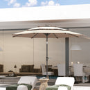 Outsunny 3-Tier Garden Parasol w/ Solar LED Lights, Tilt, Crank Handle