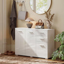 HOMCOM Modern Sideboard Kitchen Storage Cabinet, High Gloss White