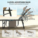 Outsunny Folding Sun Loungers With 5-Level Back, Cup Holder, Beige