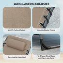 Outsunny Folding Sun Loungers With 5-Level Back, Cup Holder, Beige